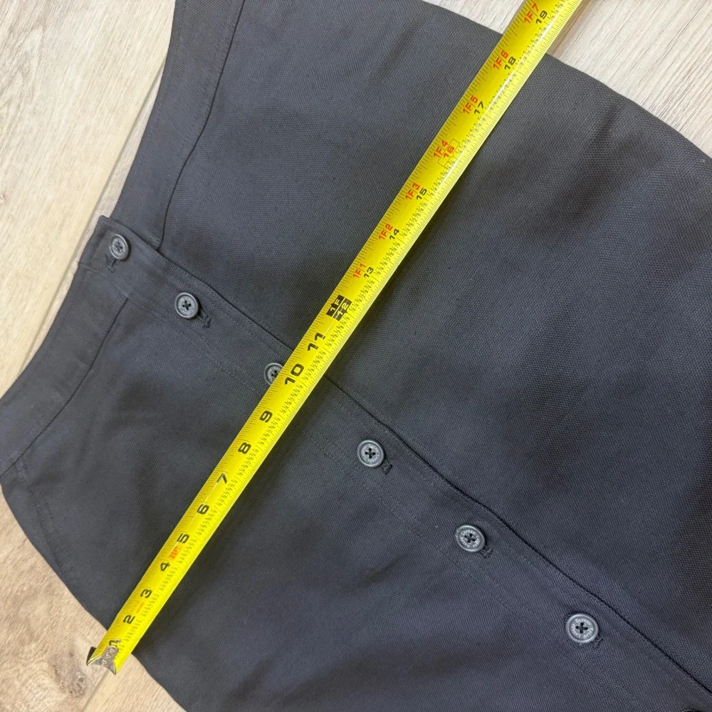 LRL Ralph Lauren Vintage Black Linen Button Front Pencil Skirt Scandi Academia 6